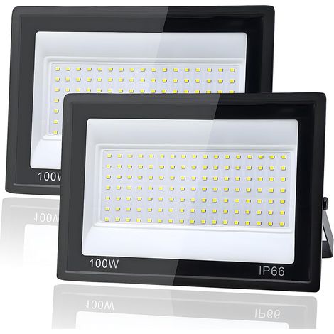 2 Pièces Projecteur LED Extérieur 300W, 1M Câble Blanc Froid 6500K Projecteur LED, Spot led Extérieur IP66 Étanche, pour Jardins, Terrasses, Cours, Balcons, Parcs, Garages, Usines, Carré (1/5)