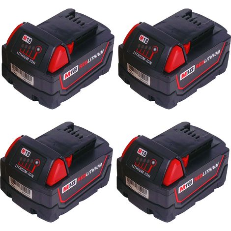 Powerwings – Pack de 4 batteries lithium 18V 5000mAh – Compatible avec Milwaukee M18B, M18B2, M18B4 – Charge rapide – Idéal pour outils sans fil (1/5)