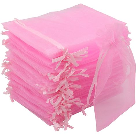 QAZQA 50pcs Sacs Organza,10x15cm Sachets Pochettes Cadeau en Organza avec Rubans Sac à Bijoux Sachets pour Lavande Sacs de Bonbons Faveur Présent Sacs pour Anniversaire Baptême Fête Décoration Mariage (1/5)