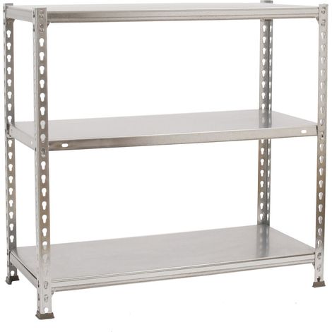 Estantería metálica sin tornillos SIMONCLICK de 3 estantes (90x80x30cm) GALVANIZADO (1/5)