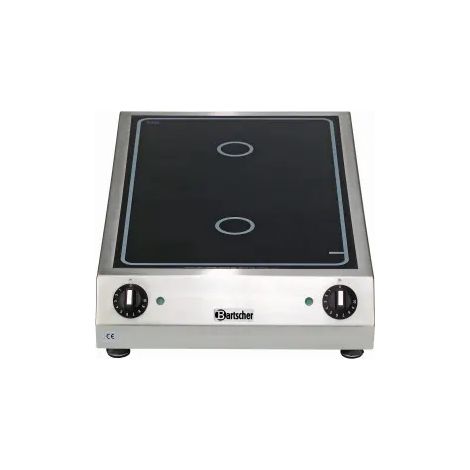 Réchaud induction inox électrique 2 x (Ø)230 mm, à poser, 6000 W, 400 V - TRI