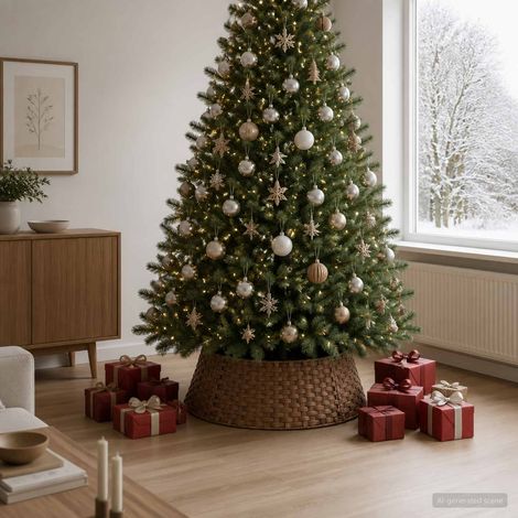 vidaXL Collare per Albero di Natale Rotondo Marrone Chiaro polyrattan (1/5)