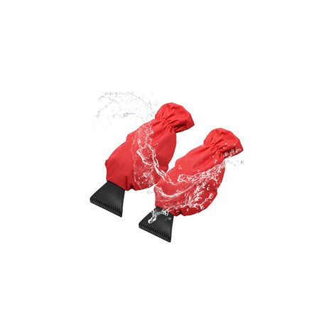2 Stück Universal-Auto-Eiskratzerhandschuh, warmer, isolierter Handschuh mit Defroster für die Windschutzscheibe von Auto und LKW, tragbar, wasserdichtes 600D-Oxford-Gewebe, rot (1/4)