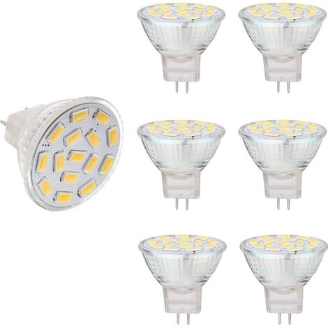 6x Ampoule LED MR11 GU4 3W, Non dimmable, Ampoules LED Spot GU4,260LM, Blanc froid 6000K, AC/DC 12V, Angle de faisceau 120°,Lot de 6 (1/5)