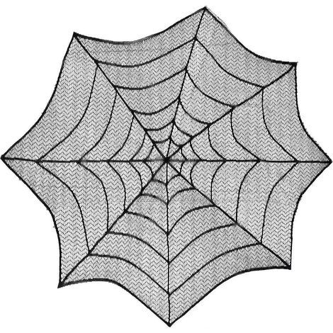 Nappe ronde de 76 cm (30 pouces) à motif toile d'araignée pour Halloween, nappe en dentelle noire à motif toile d'araignée, nappes en dentelle à motif toile d'araignée pour Halloween (1/5)