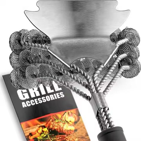 Cepillo para parrilla de exterior: cepillo seguro y sin escobillas con raspador integrado. Un accesorio para asar a la parrilla de forma más limpia. (1/5)