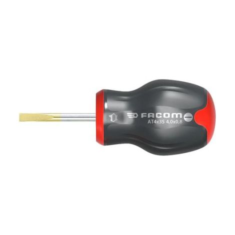 Facom – Tournevis plat Protwist 5,5 mm – Lame courte 35 mm – Traitement tri-coating pour résistance corrosion – Ergonomie optimisée