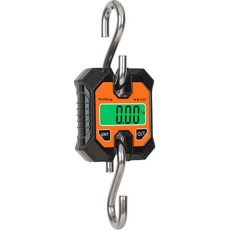 WeiHeng 100 kg / 50 g Balance électronique portable multifonctionnelle Petite balance électronique KG Catty LB Unité Commutation Écran LCD avec rétroéclairage Maison Chasse Pêche Pesée avec crochet (N (1/5)