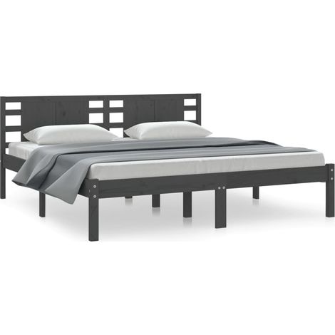 Maison Exclusive - Massivholzbett Grau Kiefer 200x200 cm