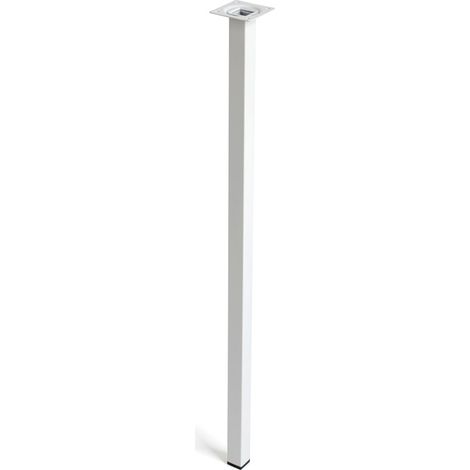 Pata de acero cuadrada con una altura de 700 mm y acabada en blanco. Dimensiones: 25x25x700 mm -