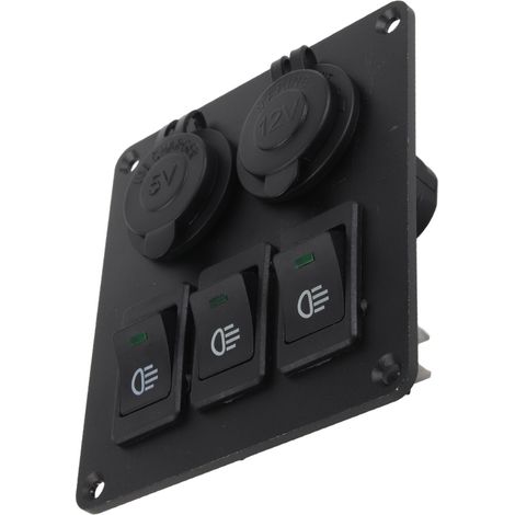 Marine LED Grüner Schalter 3+2 Kombi + Kfz-Zigarettenanzünder-Ladegerät Grün (1/5)