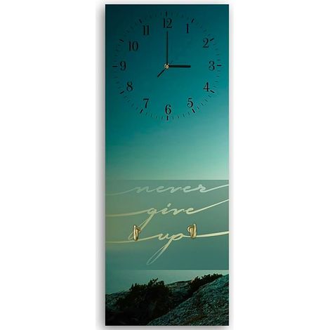 Horloge Murale Inspirante Bleu-Vert avec Paysage Nature - 30 x 90 cm