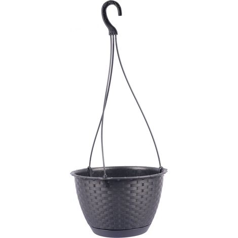 Blumentopf RATOLLA Round W 240, hängend, anthrazit, mit Untersetzer, Hängetopf, mit Aufhänger (1/3)