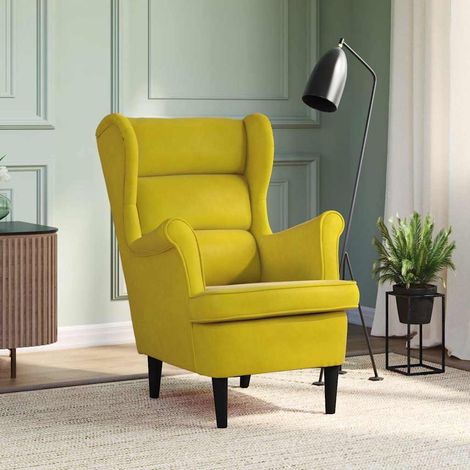 vidaXL Fauteuil jaune moutarde velours (1/5)