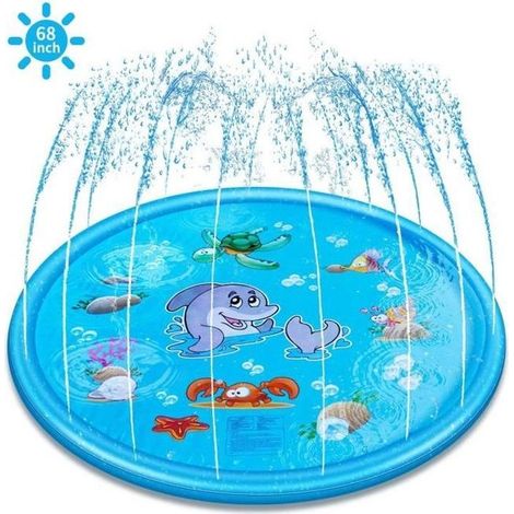 Tapis de Jet d\'eau Gonflable, Tapis de Jeux Aquatique pour Enfant Plage/pelouse, 170cm Tapis de pulvérisation d\'eau pour l\'été (1/4)