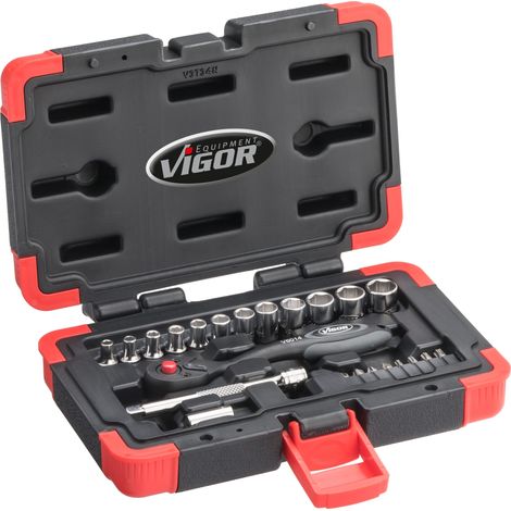 Vigor V3734N Juego de llaves compacto 1/4 pulgada polivalente