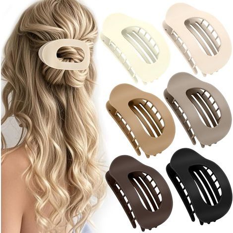 Set mit 6 flachen Haarspangen für Damen und Mädchen, matte, flache Spangen, langlebige französische Haarspangen für alle Haartypen, komfortable, gebogene Spangen, perfekt für langes Haar (1/5)