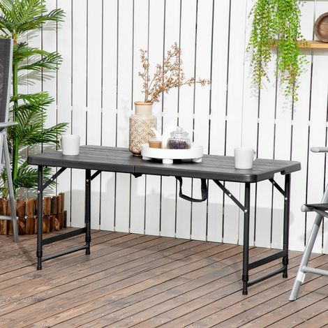 Tavolo da campeggio rettangolare pieghevole per 4 persone, altezza regolabile, 118 x 60 x 74 cm