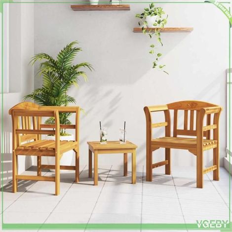 Ensemble de salon de jardin - FAFEICY - Garden Rose 3 pcs - Bois d'acacia massif - Sculpture de rose - Finition huilée (1/5)
