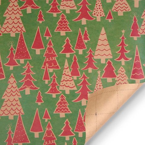 Papier d'emballage - Papier kraft vintage motif Noël - 100 x 44 cm - Pour cadeaux anniversaire fête mariage - 1 unité