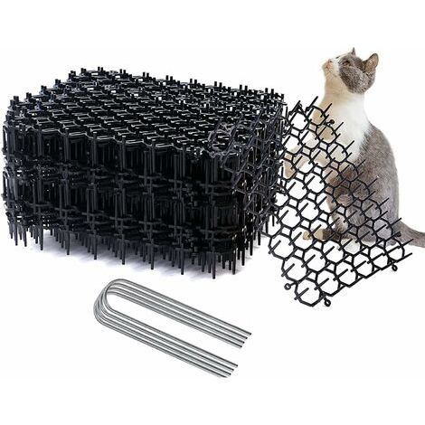 24 pezzi tappetini anti-gatto con punte, 20 x 15 cm strisce di punte in plastica tappetino repellente per gatti anti-gatto punte, repellente a punte per giardino anti cani, gatti