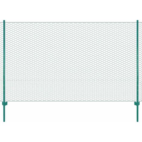 vidaXL Clôture en grillage métallique avec poteaux Acier 25x2 m Vert (1/4)