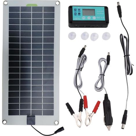 Chargeur de Batterie à Alimentation Solaire mis à Jour, Chargeur de Batterie de Voiture Solaire de 30 W 12 V à 12 V avec contrôleur adapté pour Toutes Les Batteries Rechargeables de 12 V/24 V (1/5)