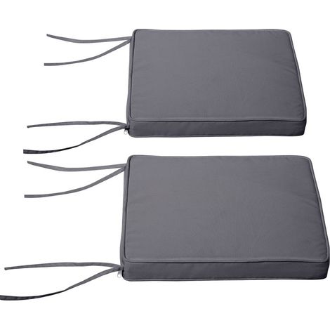 Coussin Chaise Jardin - Polyester - 45 x 45 cm - Épaisseur 5 cm - Déhoussable - Gris Foncé - Lot de 2 (1/5)