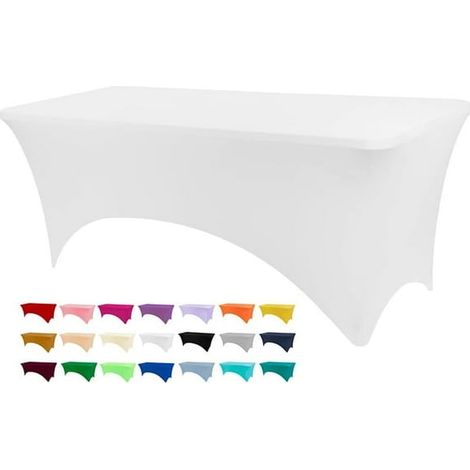 Tovaglia elasticizzata, adatta a tavoli da 6-8 persone, una tovaglia elasticizzata versatile adatta a feste, banchetti, matrimoni e vari eventi - Bianca