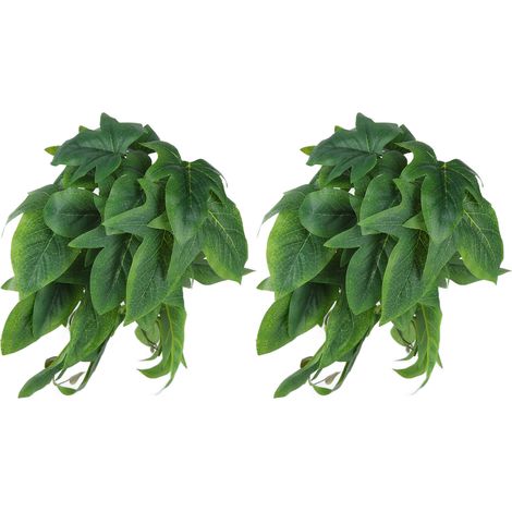 Lot de 2 fausses plantes aquatiques type vigne feuilles de patate douce en plastique réalistes décor avec ventouses pour aquarium et terrarium (1/5)