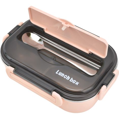 Boîte Bento Rose 1000ml, 2 Compartments, Hermétique, Durable et Portable pour Déjeuner (1/5)