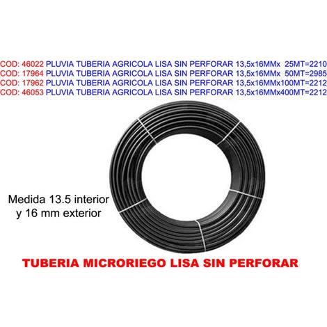 Tubo per irrigazione agricola liscio senza perforazione 13,5x16mm 25m