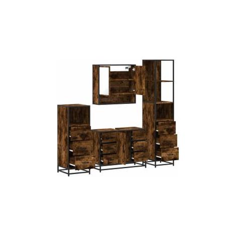 Ensemble meubles salle de bain 4 pcs chêne fumé bois ingénierie (1/5)