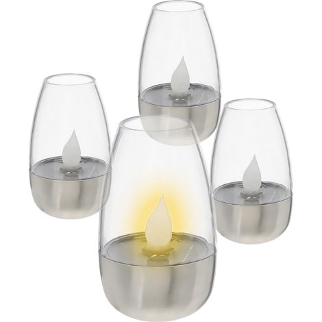 Mini Solar Garten LED Tischlampe 10 x 6 cm - 4er Set - Outdoor Deko Leuchte warm weiß - Garten Balkon Terrasse Beleuchtung für Außen