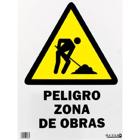 Panneau d'avertissement danger zone de chantier DANGEREUX, plastique robuste 40x30 cm, haute visibilité