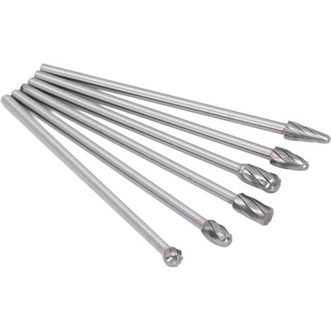 6 fraises carbure tige prolongée, lot de 6 fraises en tungstène massif, cylindre rotatif pour ponçage, sculpture, perçage bois et métal, kit d'affûtage. (1/5)