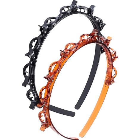 Lot de 2 serre-têtes papillon à dents pour tresses – Accessoires cheveux noirs et marrons pour femmes et filles (1/5)