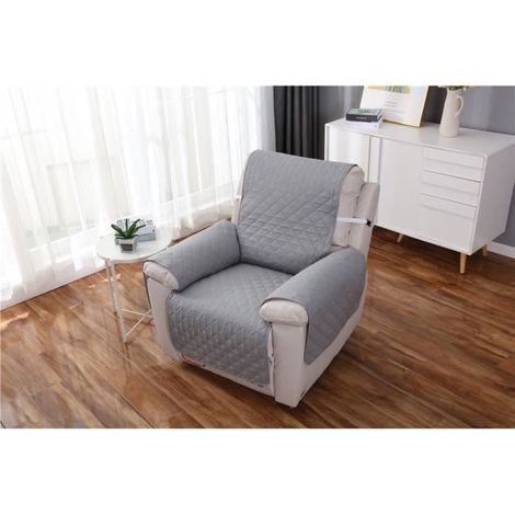 KLVGTIFS PUHousse fauteuil relax 1 place antidérapante gris 200 cm - douce et protectrice (1/4)