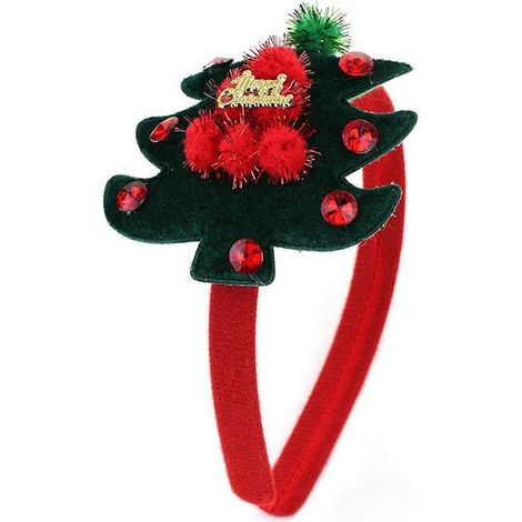 Décoration de Noël Serre-tête sapin en peluche Célébration de festival Coiffe Accessoires de fête de Noël, vert foncé (1/5)