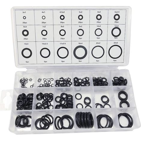 Set mit 225 verschiedenen NBR-O-Ringen in metrischen Größen, Dichtung, schwarz (1/5)