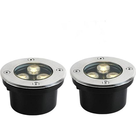 Spot encastrable extérieur sol Lampe enterrée 2 PACK 3W IP65 Lampes de sol encastrées Lampe d'éclairage de jardin extérieur pour Chemin Cour Garage (1/4)