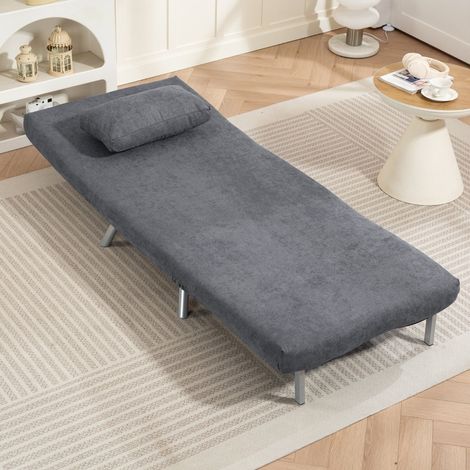 REDOM Sillón cama 80x75x83 cm, convertible 2 en 1, respaldo ajustable en 5 posiciones, metal, gris oscuro (1/5)