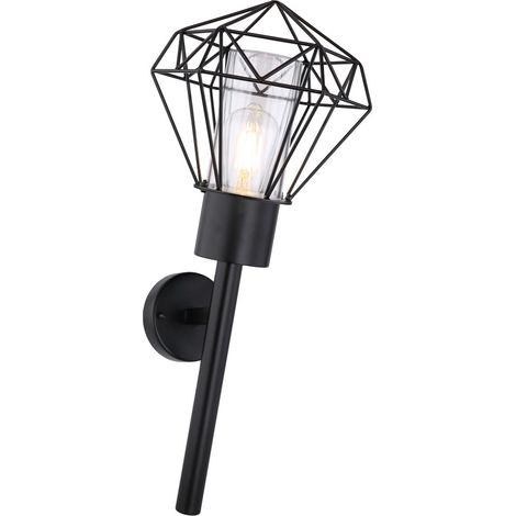 Globo Horace Applique d'extérieur Torch noire IP44 1x E27