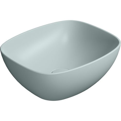 Lavabo en céramique NUBES sur plan 40x35cm, ghiaccio mat (1/2)