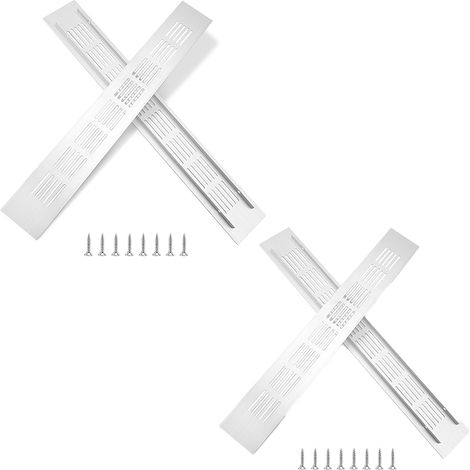 Grille de ventilation en aluminium avec vis pour la ventilation des armoires et des pièces, 35 x 5 cm, argent, 4 pièces
