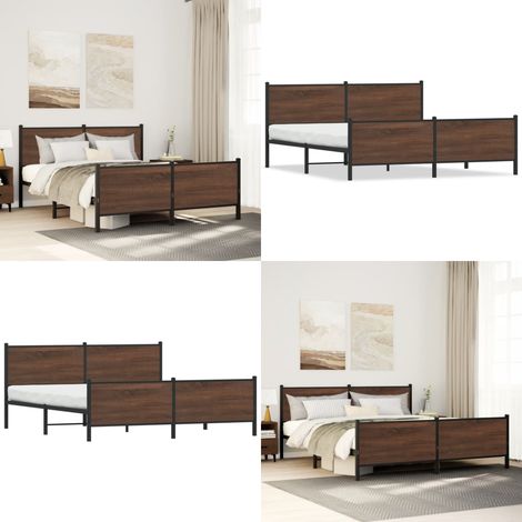 vidaXL Metallbett ohne Matratze Braun Eichen-Optik 180x200 cm (1/5)