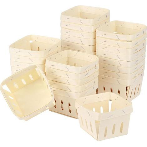 Petit Panier à Baies en Bois, Panier Carré Ventilé, Paniers de Produits en Vrac (1/5)