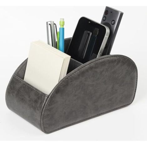 Remote Control Storage Holder with 5 Pockets, Large Holder for TV, DVD, 4K Stick and Bluray Remotes, Pen Remote Storage, L-Gray (1/4)