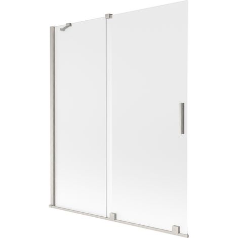 Mexen Velar pare-douche baignoire coulissant 2 panneaux 140 x 150 cm, givré, nickel brossé - 896-140-000-31-97 (1/2)