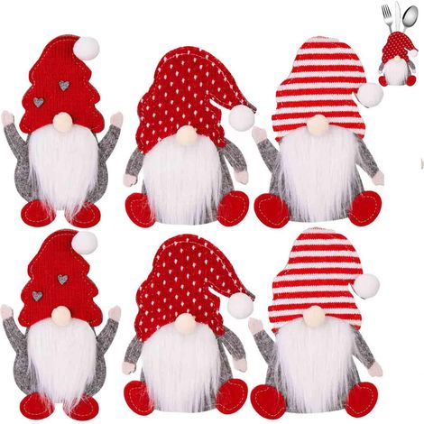 Lot de 6 Porte-Couverts de Noël pour Décoration de Table de Fête (1/5)